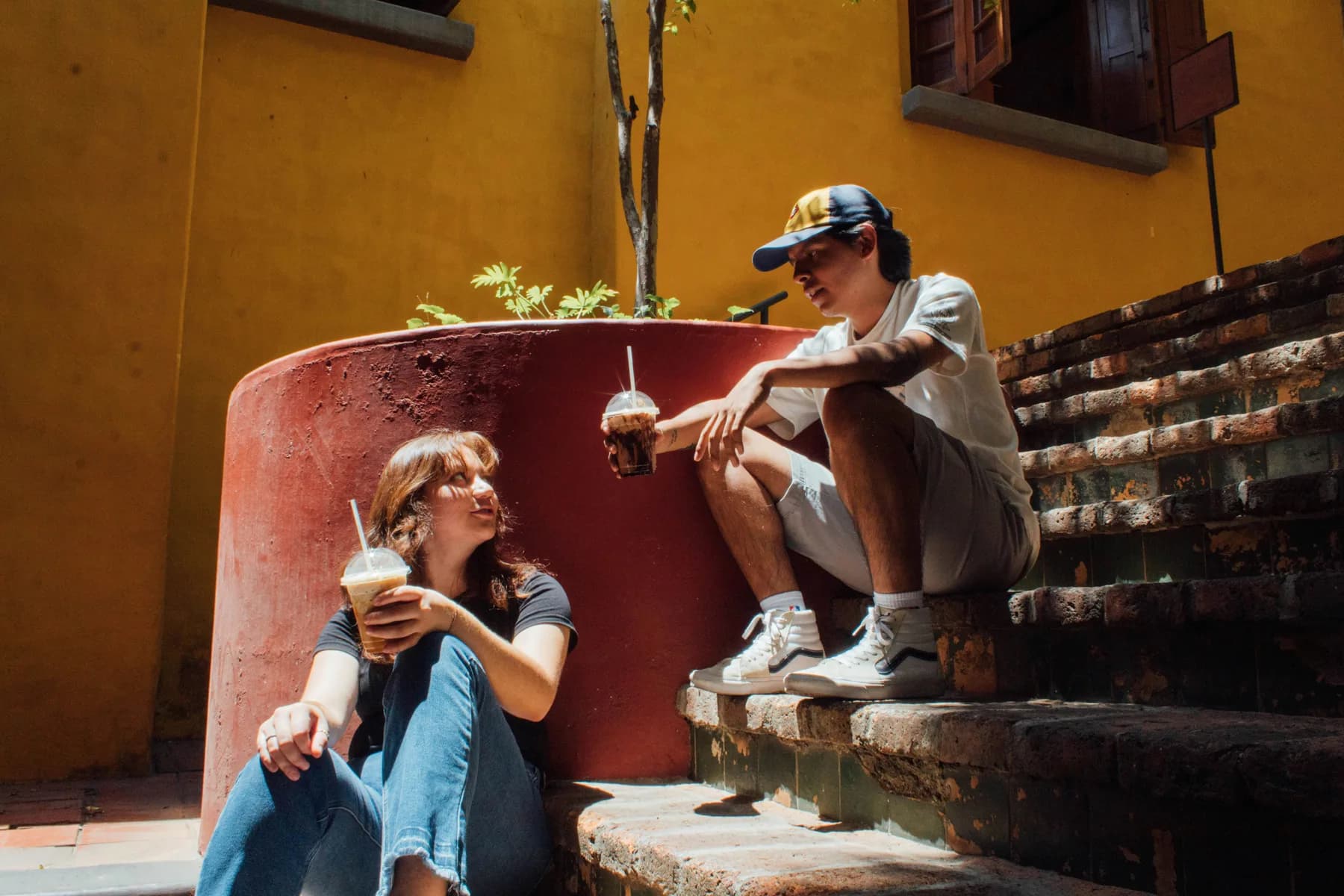 Two young founders working through an idea together