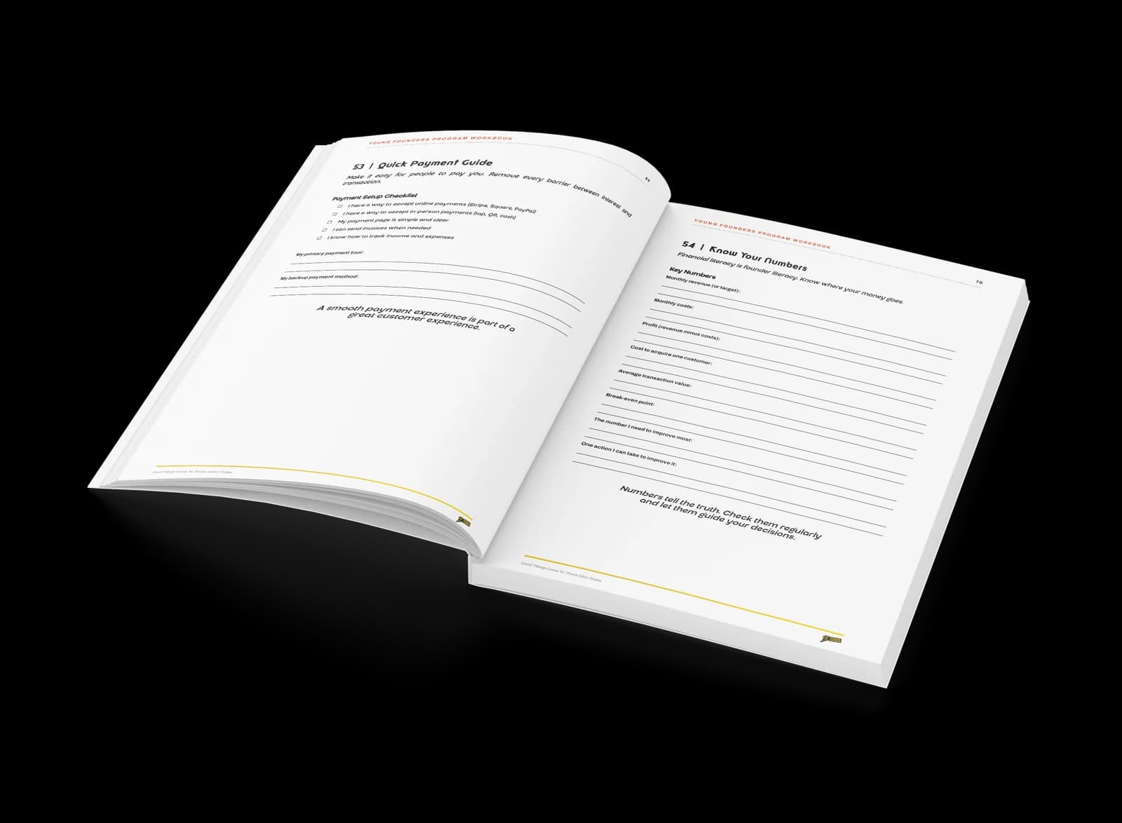 Workbook exercises 53 and 54: Quick Payment Guide and Know Your Numbers
